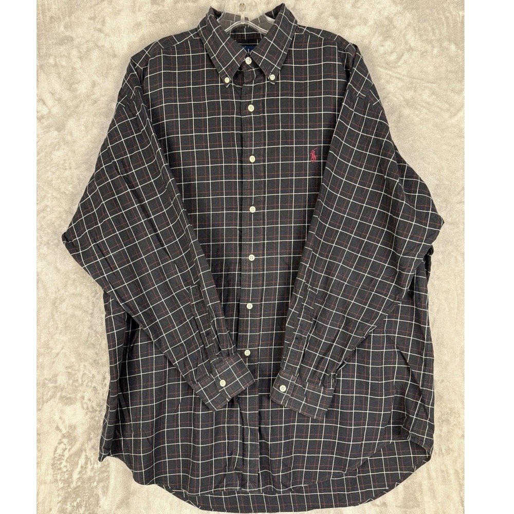 Y2K Ralph Lauren Blake Men's Classic Fit Plaid Button Down‎ Shirt Large L